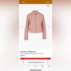 Dolce & Gabbana Pink Leather Moto Jacket, Small